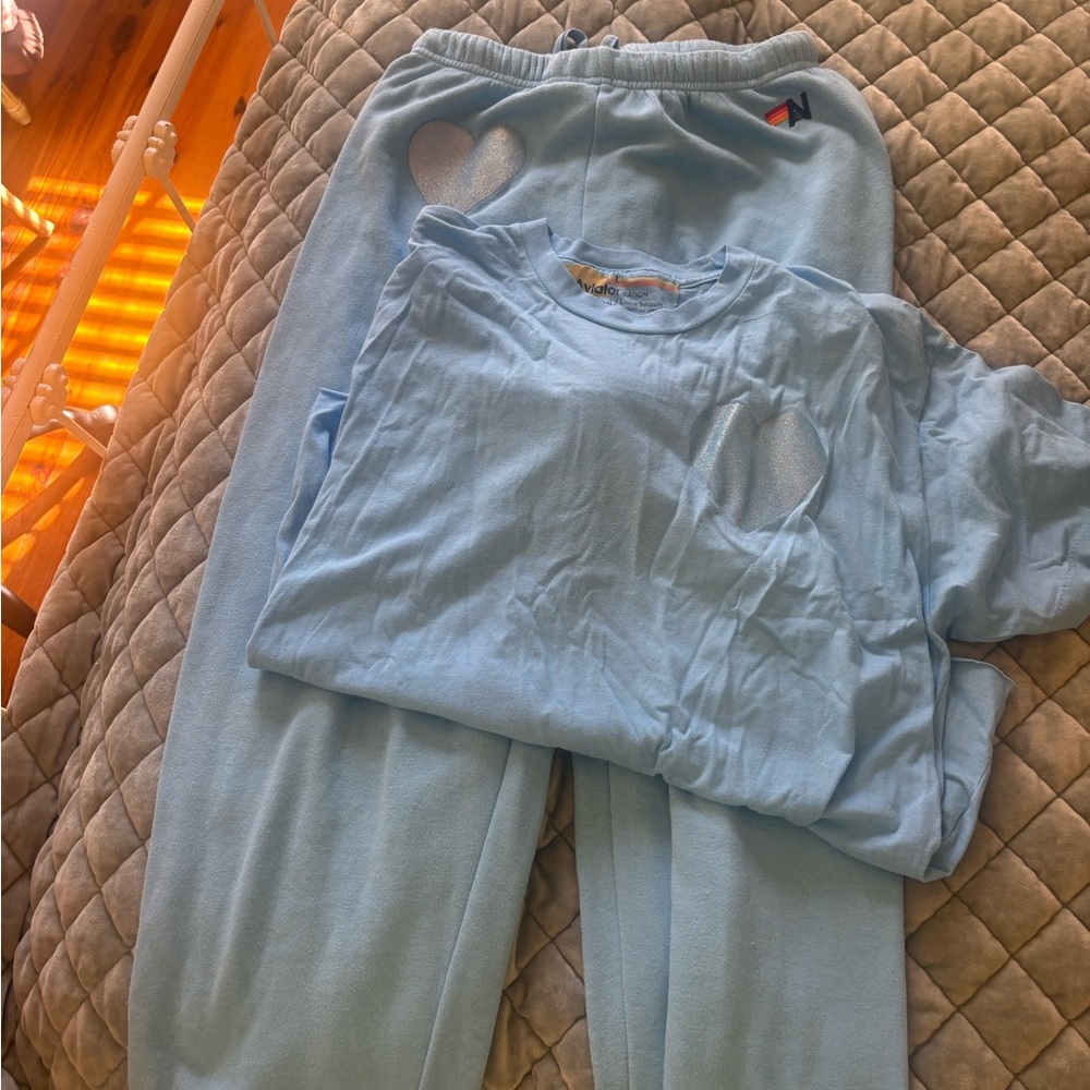 Blue sparkle heart aviator nation set